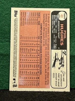 Phil Hughes 2015 Topps Heritage #40 Gum Stain Back Variation SP - Image 1 of 2