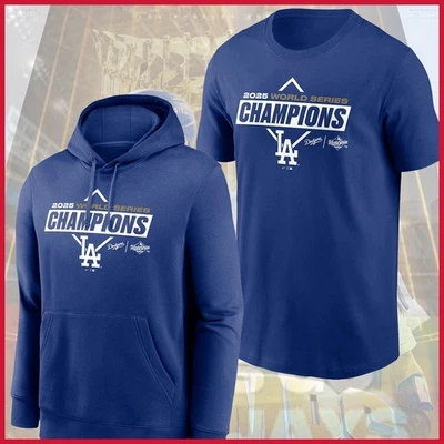 LO ÚLTIMO - Los Angeles Dodgers 2025 Serie Mundial Campeones Equipo Logo Sudadera con Capucha Camiseta Fans Foto 1 de 4