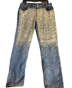 Chicos Platinum Sequin Embellished Front Pockets Medium Wash Denim Jeans Sz 1.5 - Picture 1 of 11