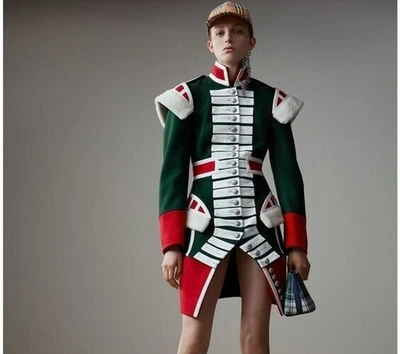 New Green/Red With White Braid Ladies Shearling-Trimmed Wool Skirt - Image 1 of 4