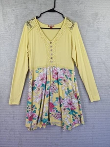 Joe Browns Vibrant Yellow Floral V-neck Short Dress Longsleeve Size UK 12 - Picture 1 of 18