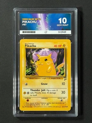 ACE 10 Pikachu 087/130 Regular Pokémon Card Base Set 2 WOTC Common GEM MINT - Image 1 of 4