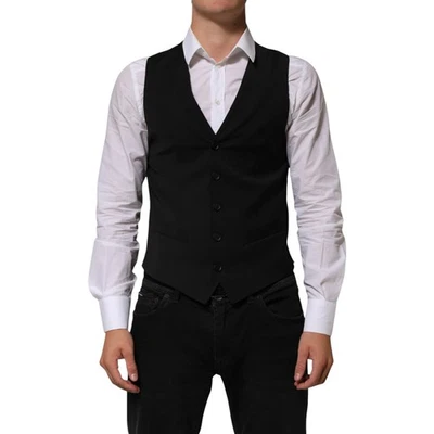 DOLCE & GABBANA Vest Black Polyester Dress Formal Waistcoat IT44/US34/XS 2780usd - Image 1 of 4