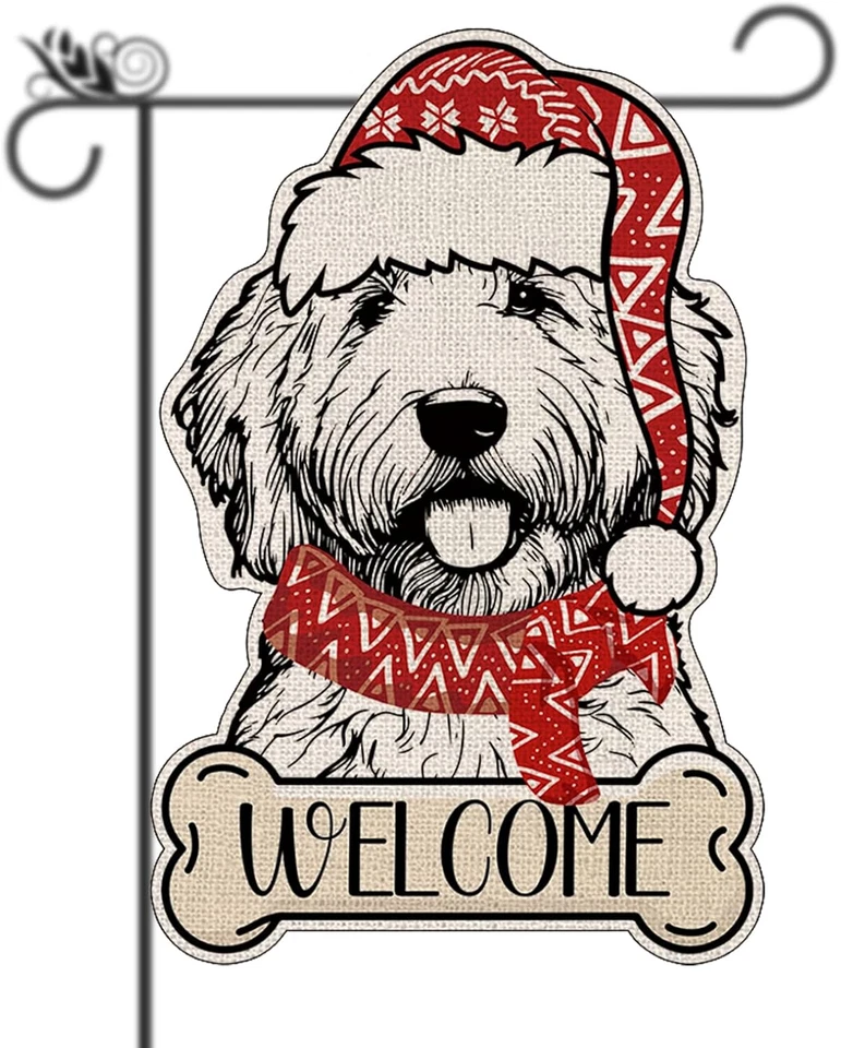 Christmas Dog Garden Flag Golden Doodle Cute Dog Welcome Garden Flags Double-Sid - Image 1 of 4