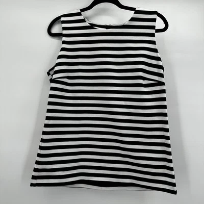 Camiseta sin mangas Michael Kors para mujer grande negra a rayas concha tejida carrera Foto 1 de 4