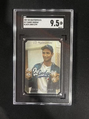 Sandy Koufax 2007 UD Obras Maestras ENMARCADAS LINO NEGRO RARO SP/99 SGC 10 GEMA COMO NUEVO Foto 1 de 2