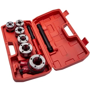 1/2'' 3/4'' PIPE THREADER TOOL DIES SET RATCHET RATCHETING PIPE THREADER KIT SET - Picture 1 of 19