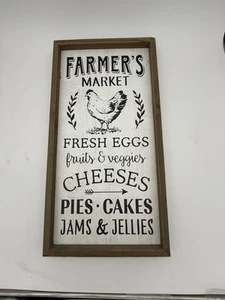Rustic Farmer’s Market Wall Sign – Eggs, Pies, Jams, Cheese, Chicken Decor - Picture 1 of 8