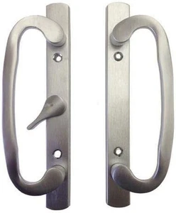 Glass Patio Door Handle Set, Mortise Type, A-Position, Non-Keyed, Brushed Chrome - Picture 1 of 2
