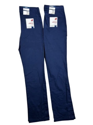 IZOD Chino Pants Flat Front Stretch Boys Size 20 Regular Navy Blue Lot of 2 - Image 1 of 4