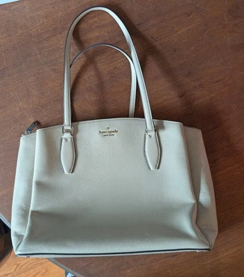 Сумка наплечная Kate Spade Dally Newberry Lane серо-розовая кожаная большая сумка с короткими ручками - Изображение 1 из 4