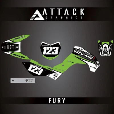 Kit completo de gráficos de bicicleta Attack Graphics Custom Fury para Kawasaki KLX140 2012 Foto 1 de 3