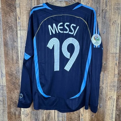 Camiseta de fútbol visitante Argentina 2006 WC Messi #19 para hombre M Foto 1 de 4