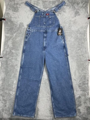 Dickies Overalls Mens 36x32 Blue Indigo Bib Overall Denim Workwear Tool Pockets - Image 1 of 4