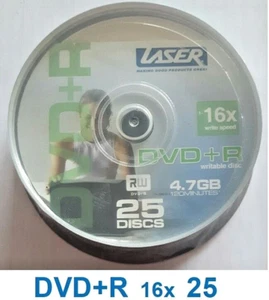 LASER DVD+R Writable Disc 16x Speed Silver 4.7GB 120Min Spindle of 25 B483 - Picture 1 of 1