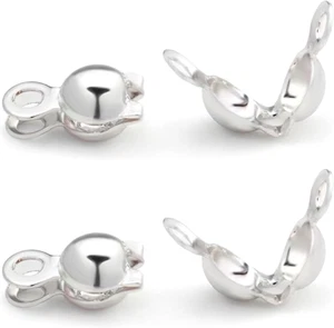 100 piezas de cuentas prensadas de plata 925 para hacer joyas - Cubiertas de cuentas prensadas de 4 mm - Imagen 1 de 7