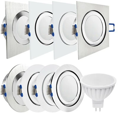 LED Einbaustrahler 12V MR16 GU5.3 Spot Deckenstrahler Einbauleuchte Bad IP44 Set - Bild 1 von 2