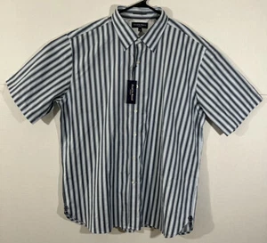 austin reed london short sleeve stripe button up men’s size XL shirt - Picture 1 of 12