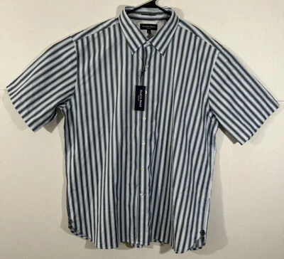 austin reed london short sleeve stripe button up men’s size XL shirt cotton nwt - Image 1 of 4