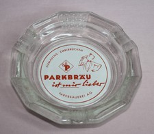 Parkbrau Beer Ashtray "Ist Mic Liebes" Ashtray Pressed Glass Cigar Size