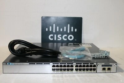 Cisco WS-C3750X-24P-S 24-Port PoE Gigabit 3750X Switch w/Dual AC-1 Year Warranty - Image 1 of 4