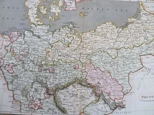 Königreich Preußen Deutschland Schlesien Sachsen Pommern 1809 Pfeilschmied gravierte Karte - Bild 1 von 4