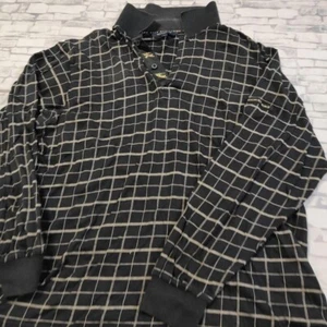 BURBERRY GOLF Checked Polo Shirt Black size L Used - Picture 1 of 3