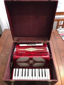 Vintage Morbidoni Made In Italy Red Piano Accordion Antique Instrument - Picture 1 of 12