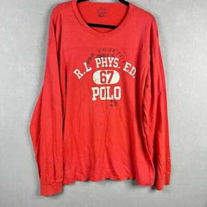Ralph Lauren Phys Ed Shirt Men XXL Orange Long Sleeve Slim Fit Custom SPOTS - Picture 1 of 16