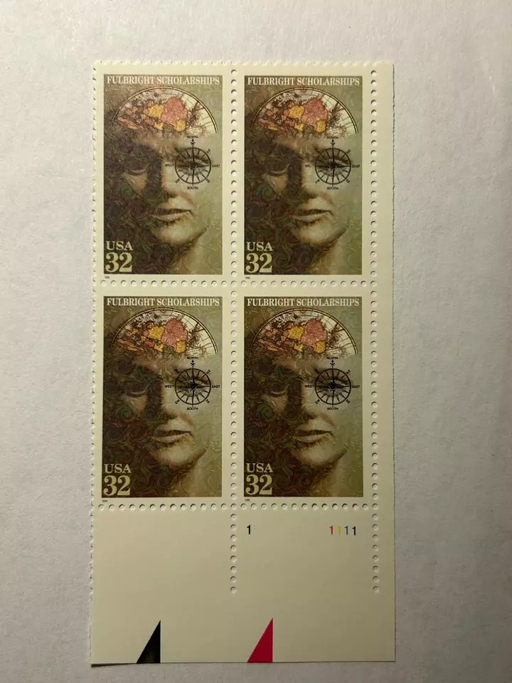 U. S. Plate Block SC 3065 Fulbright Scholarship MNH Pl 1 111 1996 - Image 1 of 1