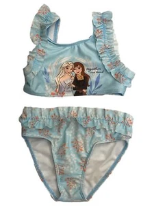 Disney Frozen Girls 2pc Blue Elsa & Anna Swim Suit Bikini - Picture 1 of 2