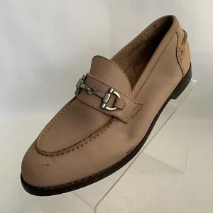 Mocassini punta stivale ottone pelle marrone grembiule punta tonda scarpe slip on misura 9M - Foto 1 di 11