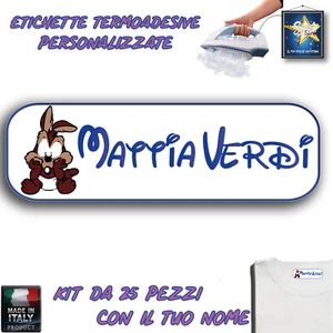 ETICHETTE TERMOADESIVE PERSONALIZZATE 25 PEZZI ASILO SCUOLA NIDO BIMBO BAMBINO - Picture 1 of 1