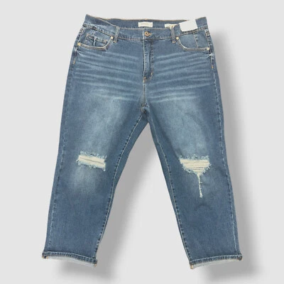 Pantalones de mezclilla para mujer Jessica Simpson azules Mika Destroyed Boyfriend talla grande 18W Foto 1 de 2