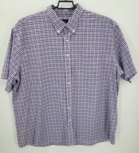 Jos A Bank Shirt Mens 3X Blue Pink White Plaid Traveler Short Sleeve Button Up - Picture 1 of 10