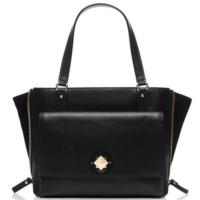 BOLSO DE MANO KATE SPADE NY$ GRANDE VARICK STREET LEOPARDO GAMUZA AUSTIN CUERO NEGRO Foto 1 de 4