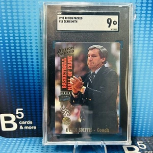1993 ACTION PACKED BASKETBALL HALL OF FAME # 16 DEAN SMITH NORTH CAROLINA SGC 9 - Picture 1 of 2