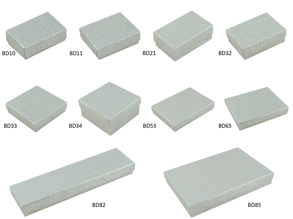 Silver Swirl Cardboard Cheap Jewellery Gift Packaging Boxes in 10 Sizes - Image 1 of 1