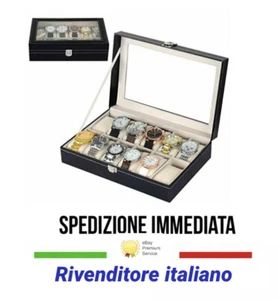 Scatola porta 12 Orologi Custodia Valigetta Bracciali Box Portagioie Espositore - Imagen 1 de 11