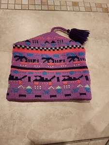 Vtg MURRAY MERKLEY Unisex OS Beanie Virgin Wool Geometric Retro Canada - Picture 1 of 8