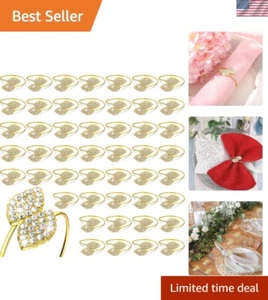 100 Pcs Napkin Rings Set Gold Bling Napkin Rings Metal Leaves Napkin Holders ... - Picture 1 of 8