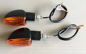 Motorcycle Spear Indicators Black Body Amber Lens Short Stem 1 Pair 8mm - Imagen 1 de 2