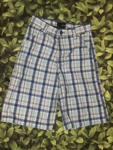 Hurley Bermuda Summer Shorts Youth Boy’s Size 12 Plaid Blue White Cotton EUC - Picture 1 of 4
