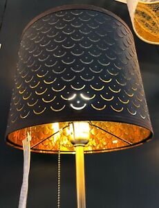 Ikea NYMÖ NYMO Table, Small Lamp Shade Perforated Black / Brass 9" NEW