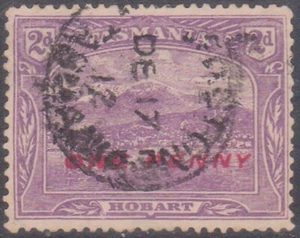 (F229-164) 1904 TAS 1d on 2d purple pictorial surcharge stamp (FM)  - Picture 1 of 1