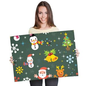 A1 - Christmas Pattern Santa Reindeer Snowman 60X90cm180gsm Print  #44604