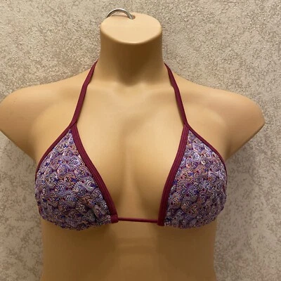 Xhilaration Women's Swim Bikini Top. Multicolor Paisley Crochet. Size Small - Image 1 of 4