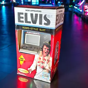 Banco de máquina tragamonedas estilo Radica Elvis Vegas vintage caja original funcionando - Imagen 1 de 8