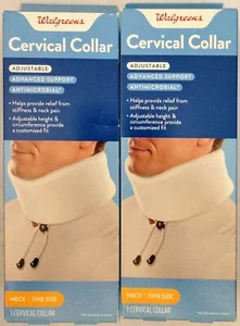 2 Walgreens Adjustable Cervical Collars Advanced Support Antimicrobial One Size - Picture 1 of 6