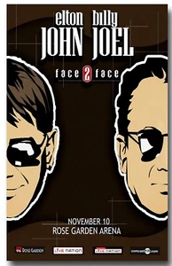 Póster de concierto de Elton John & Billy Joel Rose Garden Arena 11 X 17 enmarcado - Imagen 1 de 2